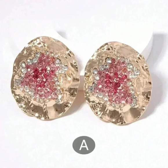 Multicolor Women's Random Color Rhinestone Decor Textured Stud Earring - Picture 5 of 7